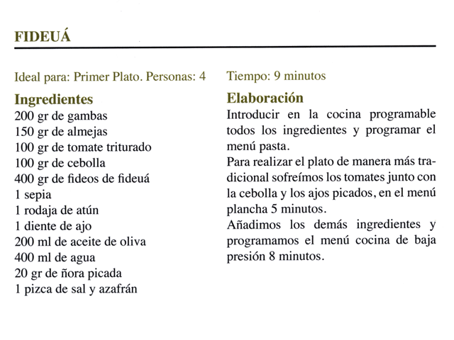 Receta de fideua - Olla Programable