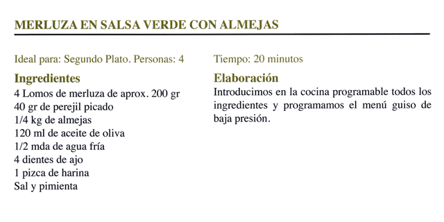 Receta de merluza en salsa verde con almejas - Olla Programable